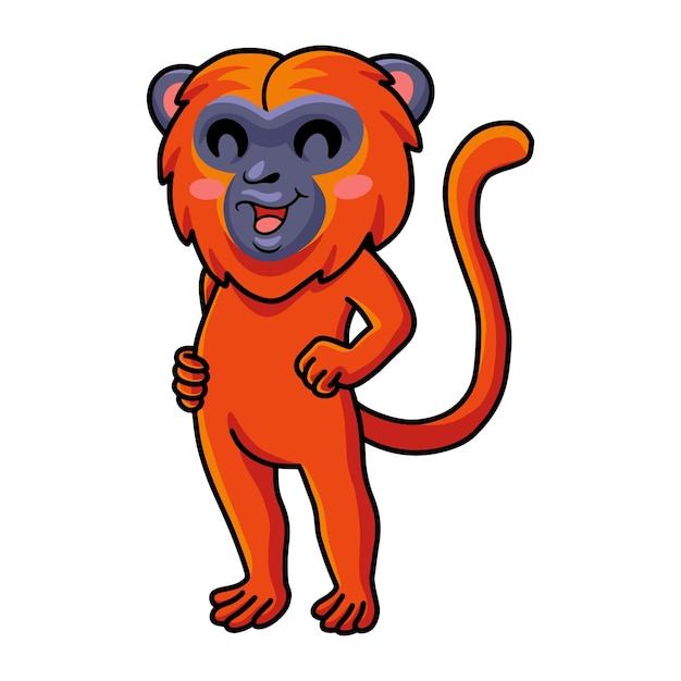 Dessin Animé Mignon Singe Hurleur Rouge Debout