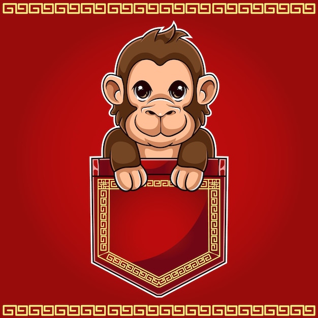 Vecteur dessin animé mignon de singe avec le thème du zodiaque animal