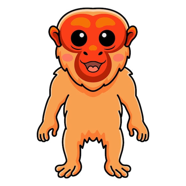 Dessin Animé Mignon Singe Uakari Chauve Debout