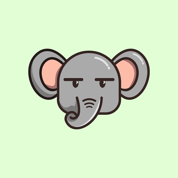 Dessin Animé Mignon Tête éléphant Illustration Vecteur Premium