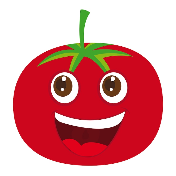 Vecteur dessin animé mignon tomate sur illustration vectorielle fond blanc