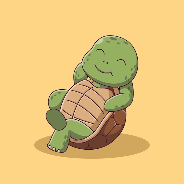 Dessin Animé Mignon De Tortue Posant. Concept D'icône De Tortue