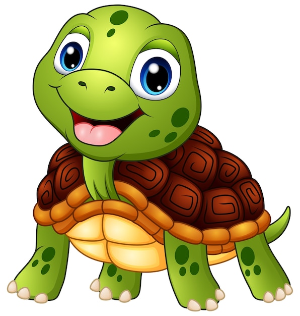 Dessin animé mignon tortue souriant