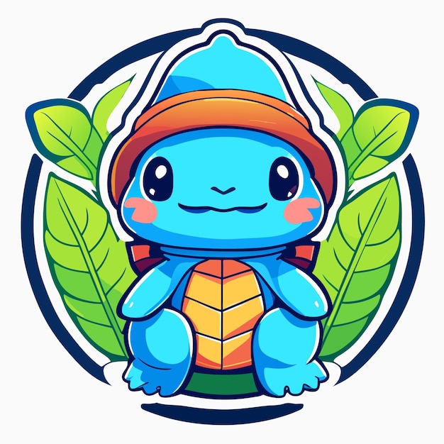 Dessin animé mignon tortue souriant