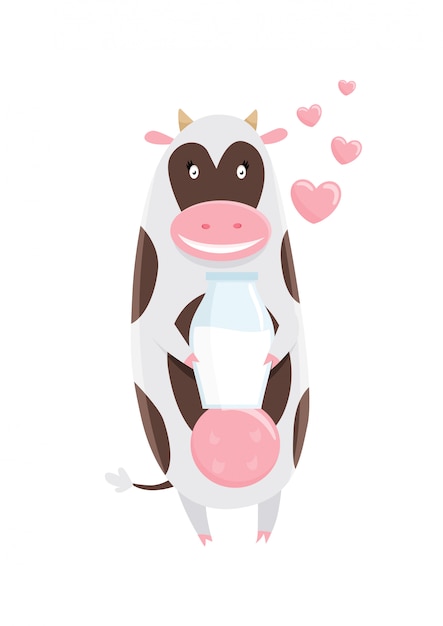 Vecteur dessin animé mignon vache heureuse