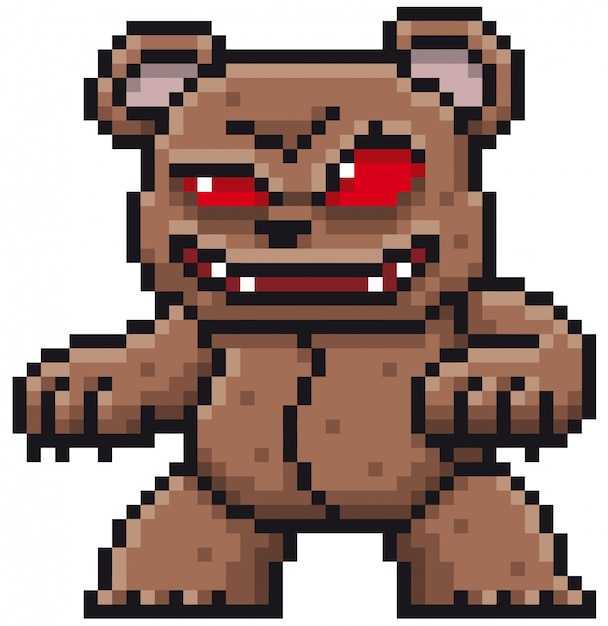 Dessin Animé Monstre Ours Pixel Design