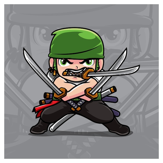 Vecteur un dessin animé de ninja mignon