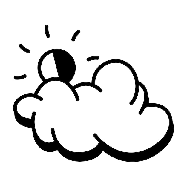 Un dessin animé d'un nuage et du soleil