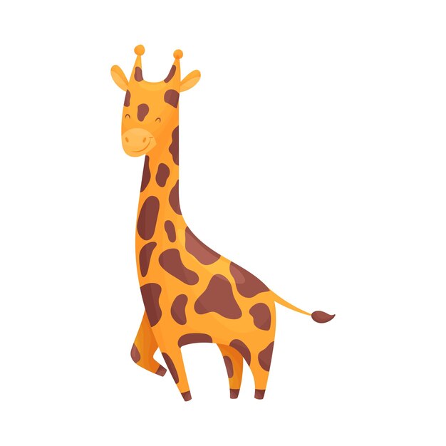 Dessin Animé Orange Avec Des Taches Brunes Girafe Illustration Vectoriel Sur Fond Blanc