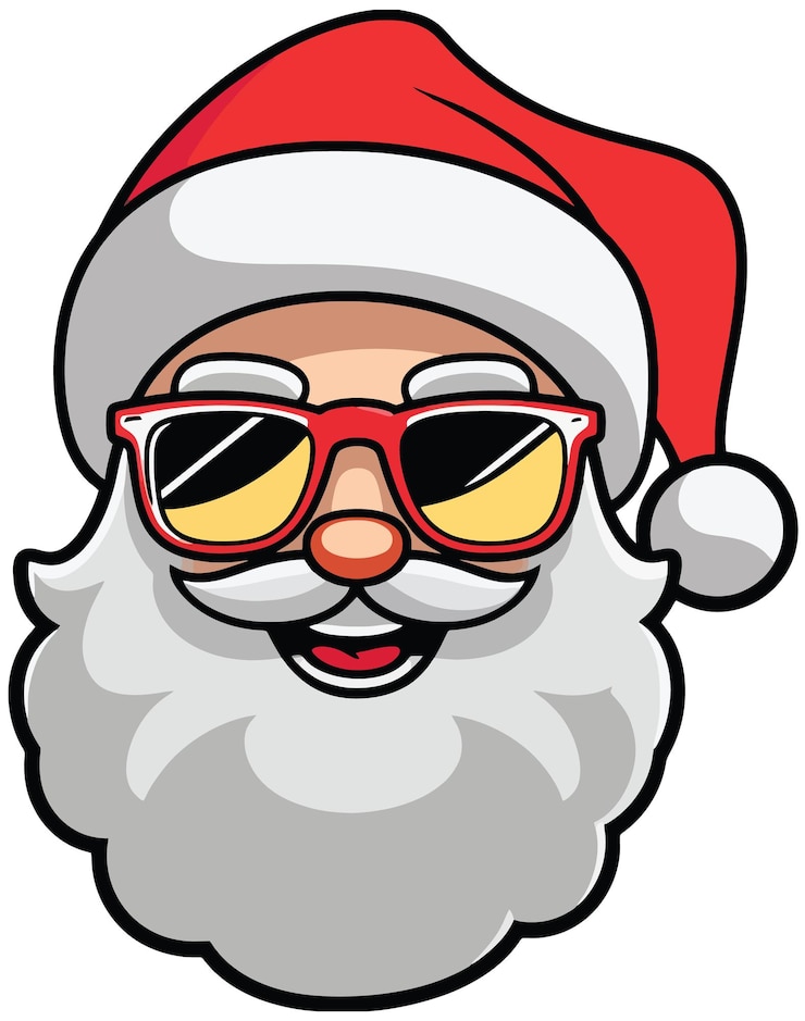 Vecteur un dessin animé d'un père noël portant des lunettes rouges