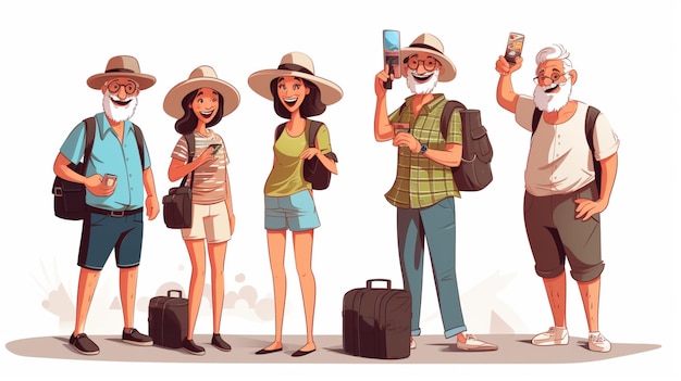 Vecteur un dessin animé de personnes avec un téléphone portable
