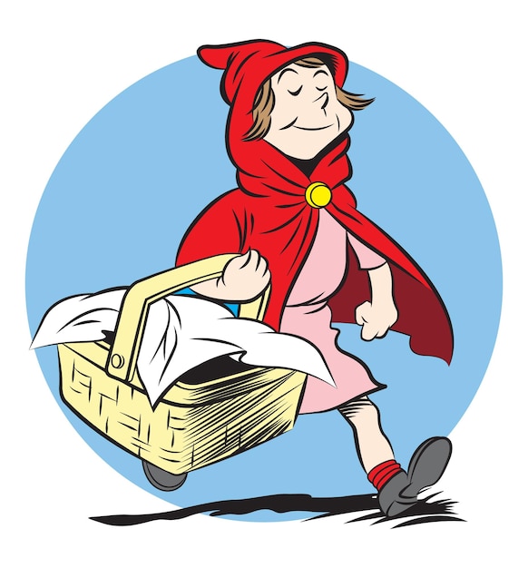 dessin animé petit chaperon rouge illustration comique