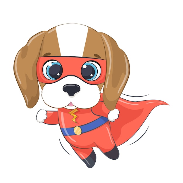 Dessin animé petit chien super-héros