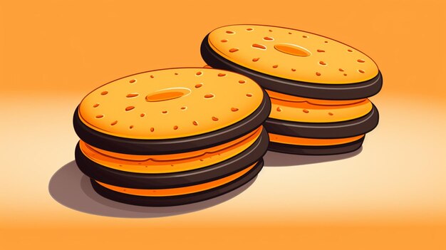 Vecteur un dessin animé d'une pile de fromages avec un fond orange