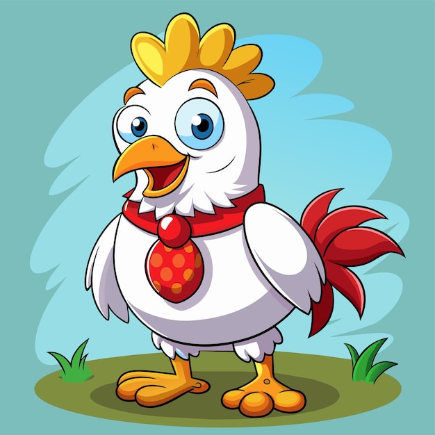 Vecteur un dessin animé d'un poulet avec un foulard rouge dessus
