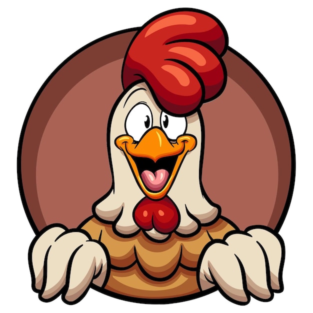 Vecteur un dessin animé d'un poulet avec un regard surpris
