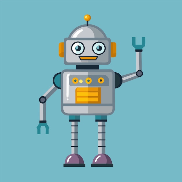 un dessin animé d'un robot avec un fond bleu