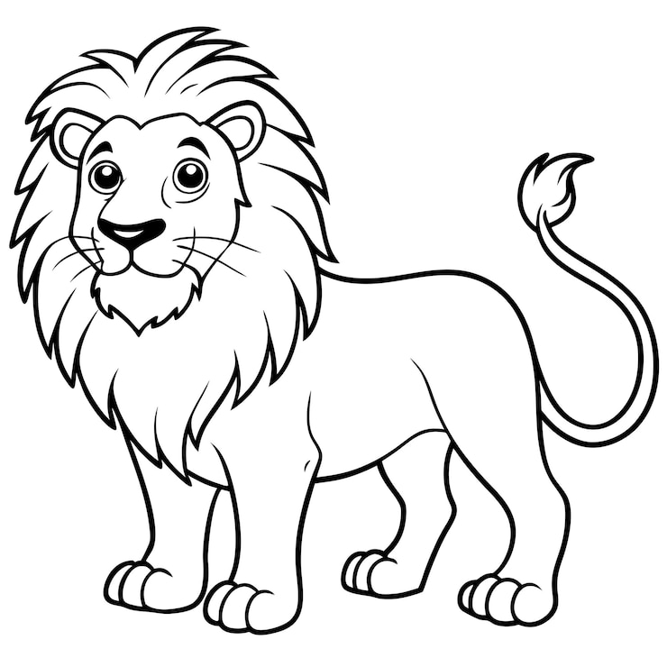 Vecteur un dessin animé simple d'un majestueux lion doodle