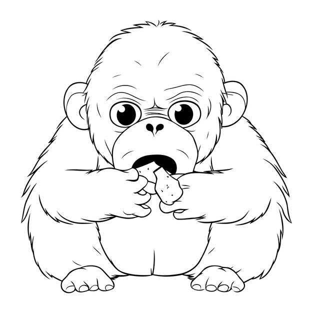 Vecteur dessin animé de singe gorille isolé sur fond blanc illustration vectorielle conception graphique