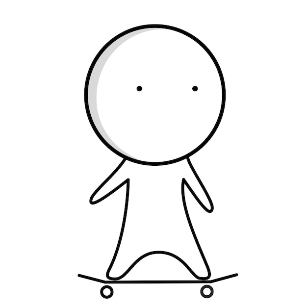 Vecteur un dessin animé d'un skateur sur fond blanc.