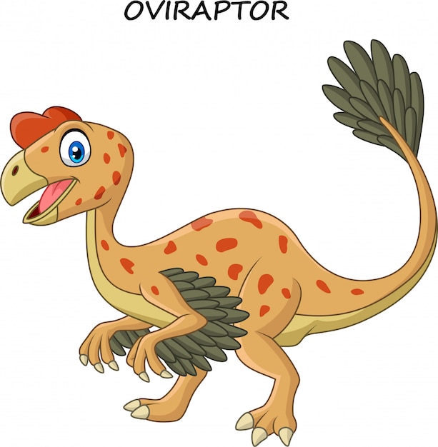 Vecteur dessin animé souriant dinosaure oviraptor