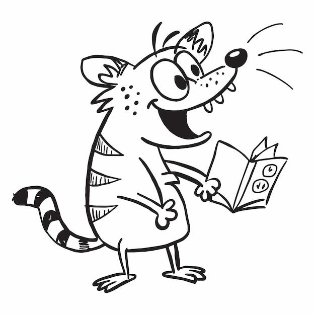 Vecteur un dessin animé d'une souris lisant un livre