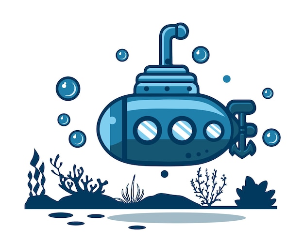 dessin animé de sous-marin sur fond blanc