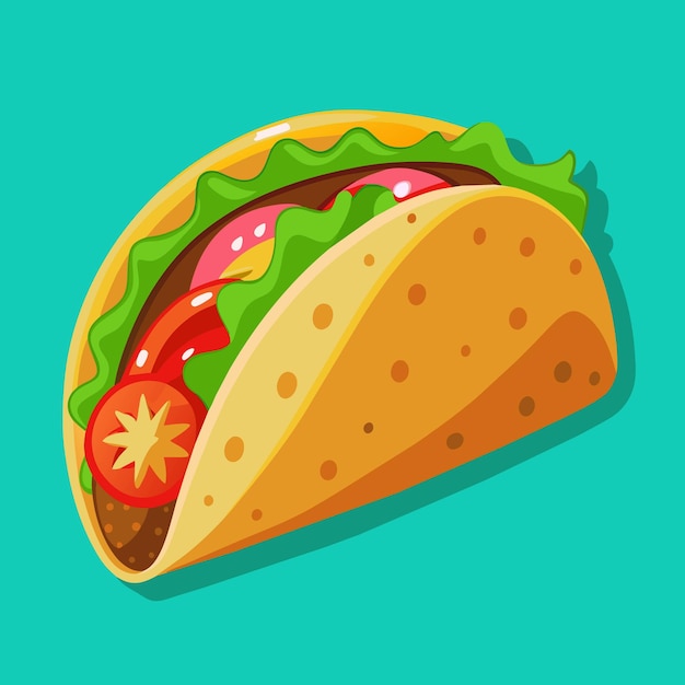un dessin animé d'un taco avec une image d'un sandwich
