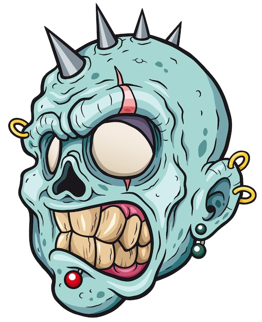 Vecteur dessin animé tête de zombie