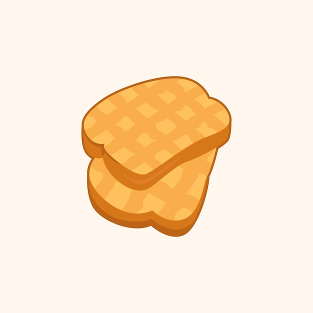 Dessin Animé Toasts Tranches De Pain De Blé Entier Grillées Fraîches Avec Illustration De Beurre