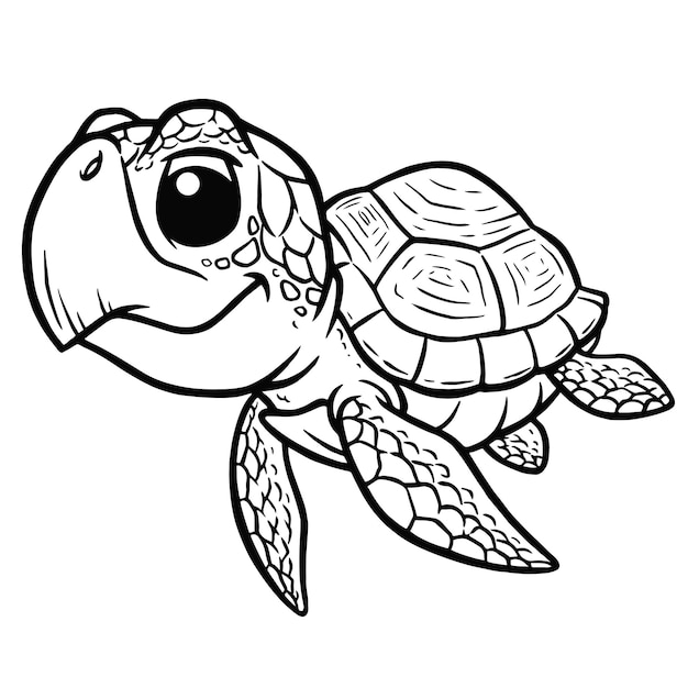 Vecteur un dessin animé d'une tortue de merlivre de coloriage pour les enfants