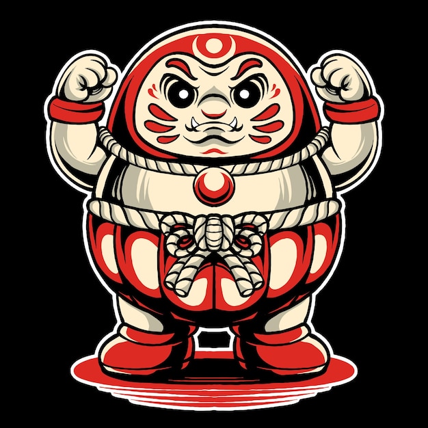 Vecteur dessin animé vectoriel daruma horay pose dessin de t-shirt