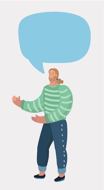 Dessin animé vectoriel illustrant l'homme faisant des gestes et parlant un discours de bulle au-dessus de lui personnages masculins sur fond blanc