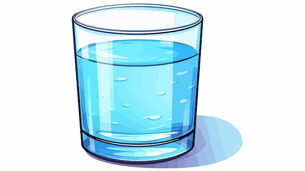 un dessin animé d'un verre d'eau avec des gouttes dessus