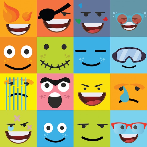 Dessin animé visages vecteur d'expressions