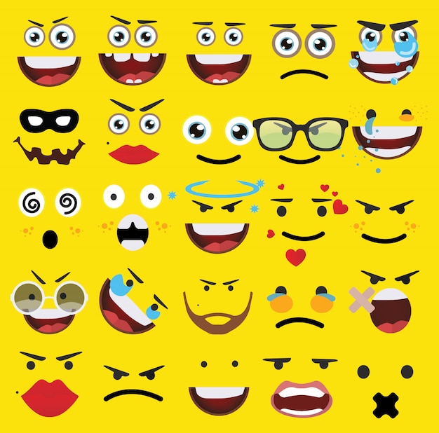 Dessin animé visages vecteur d'expressions
