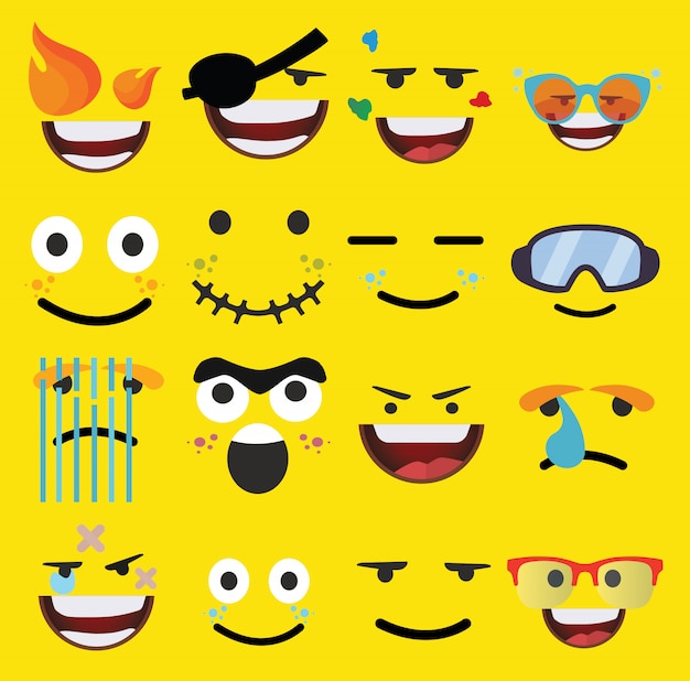 Dessin animé visages vecteur d'expressions