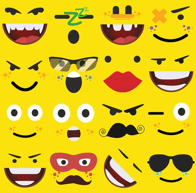Dessin animé visages vecteur d'expressions