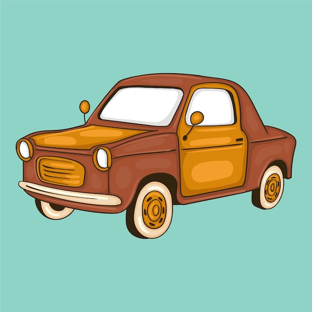 Un Dessin Animé D'une Voiture Avec Une Porte Marron.