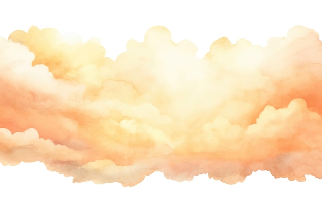 Vecteur un dessin aquarelle de nuages avec de la fumée orange et jaune