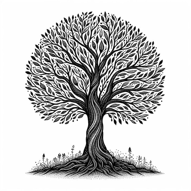 Vecteur un dessin d'un arbre avec les mots arbre dessus