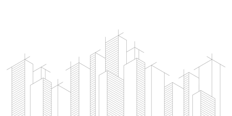 Vecteur dessin architectural avec construction du bâtiment