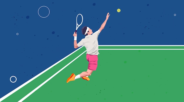 Vecteur dessin d'arrière-plan de la fête nationale des sports avec un concept de tennis mettant en vedette les lignes du terrain des joueurs de tennis