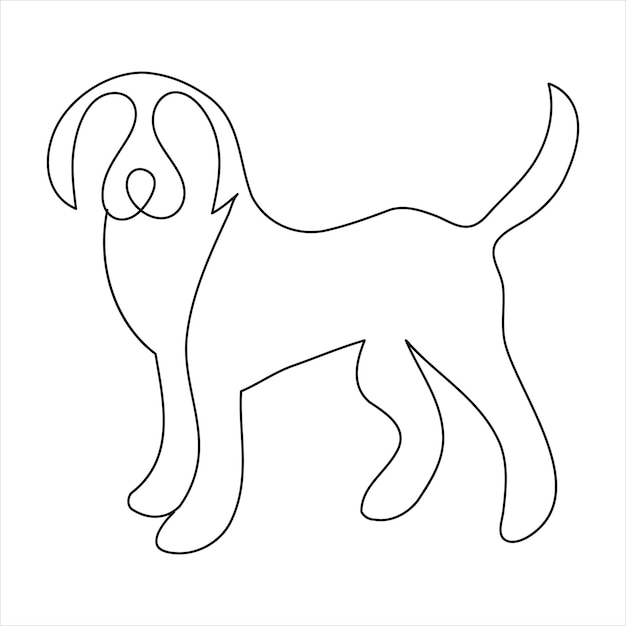 Dessin d'art d'animaux de compagnie en ligne continue et icône de chien illustration vectorielle de contour de silhouette simple