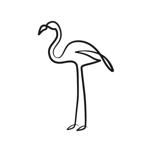 Dessin D'art Continu D'une Ligne Flamingo