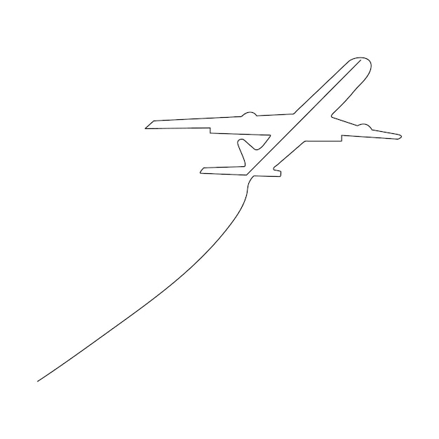 Un Dessin D'art En Ligne D'avion Sur Un Fond Blanc