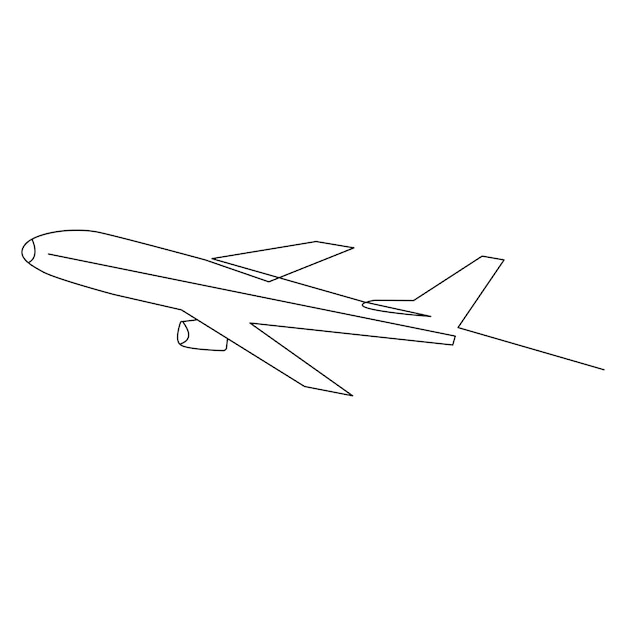 Un Dessin D'art En Ligne D'avion Sur Un Fond Blanc