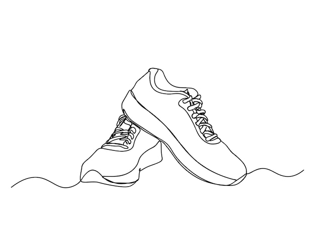 Le Dessin D'art D'une Seule Ligne De Chaussure Continue L'illustration Vectorielle De Ligne