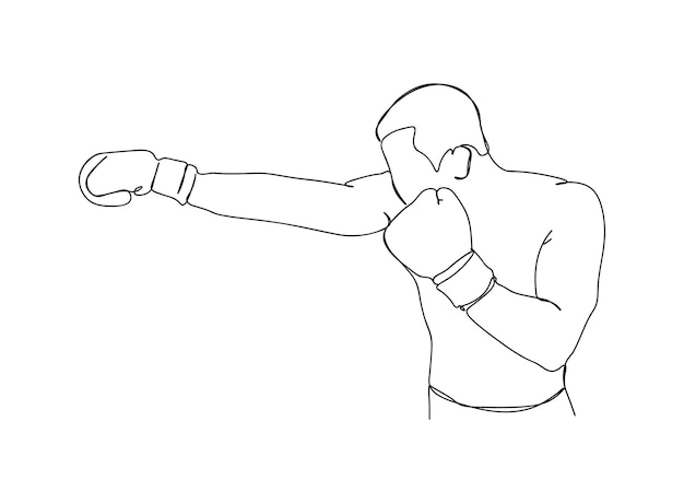 Le Dessin D'art D'une Seule Ligne De Joueur De Boxe Continue L'illustration Vectorielle De Ligne