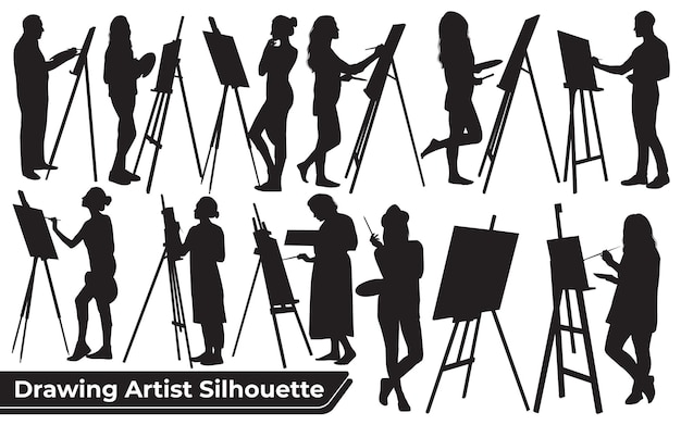 Vecteur dessin artiste silhouette vecteur